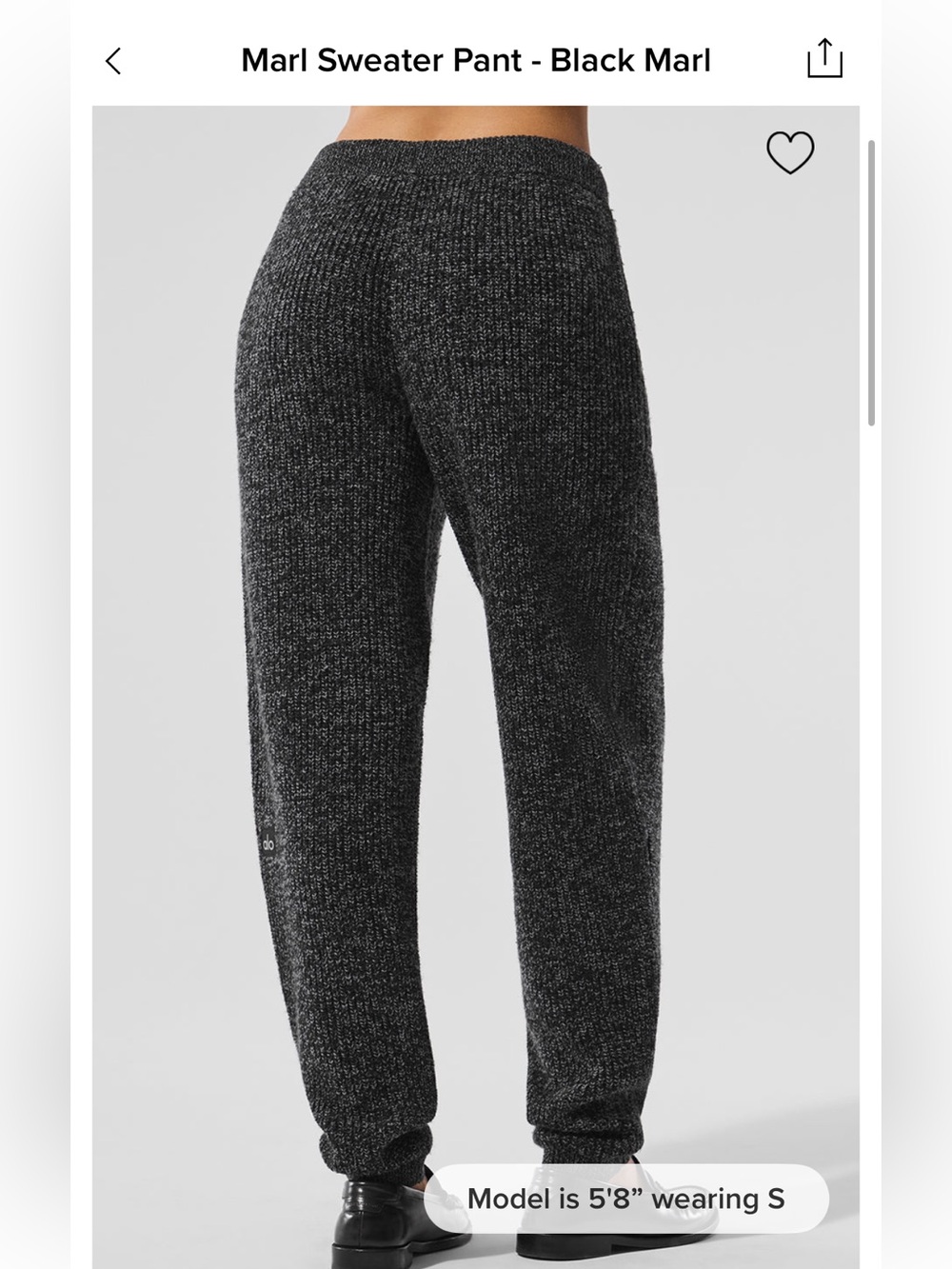ALO Yoga Marl Sweater Pant - Black Marl